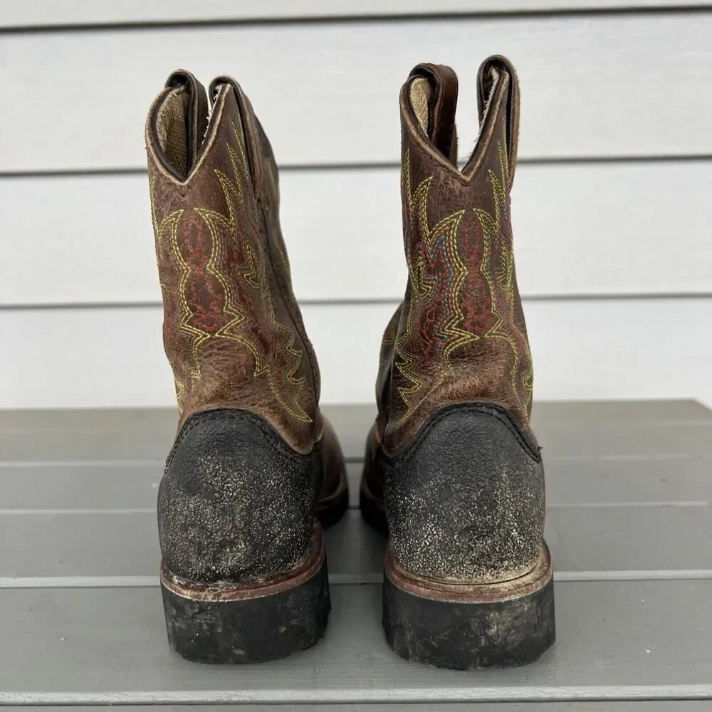 Tony Lama Youth Size 11.5 D LL906 Brown Leather Cowboy Western Boots Shoes